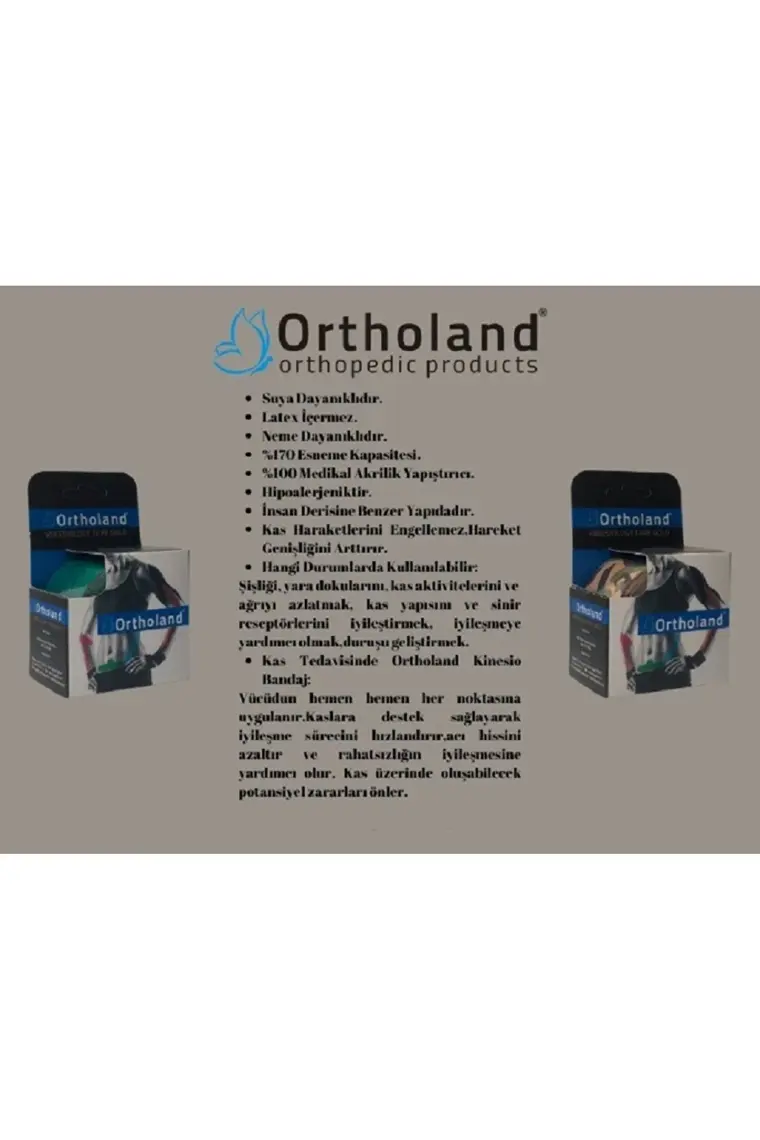 Ortholand Kırmızı Renk Kinesio Bandı, Spor Kas Ağrı 5cm*5mt