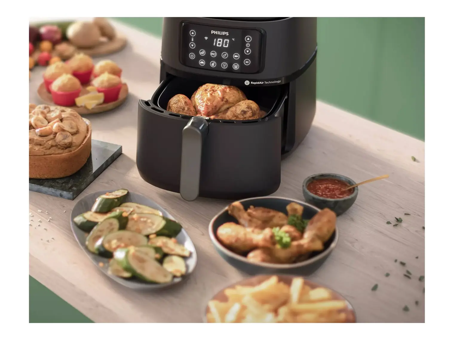 Philips HD9285/96 5000 Serisi Airfryer XXL Connected, 7,2 l (1,4 kg), Rapid Air Teknolojisi, Pişirme ve Izgara Aksesuarları,