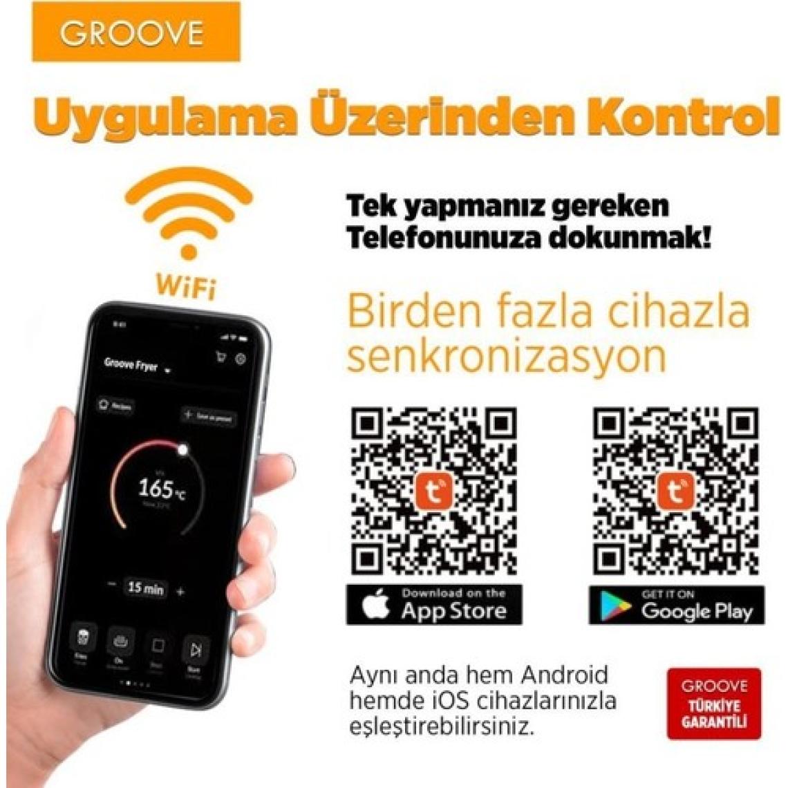 Groove Max XXL 7L 1800W WiFi Smart Airfryer Air Fryer Yağsız Sıcak Hava Fritözü Beyaz