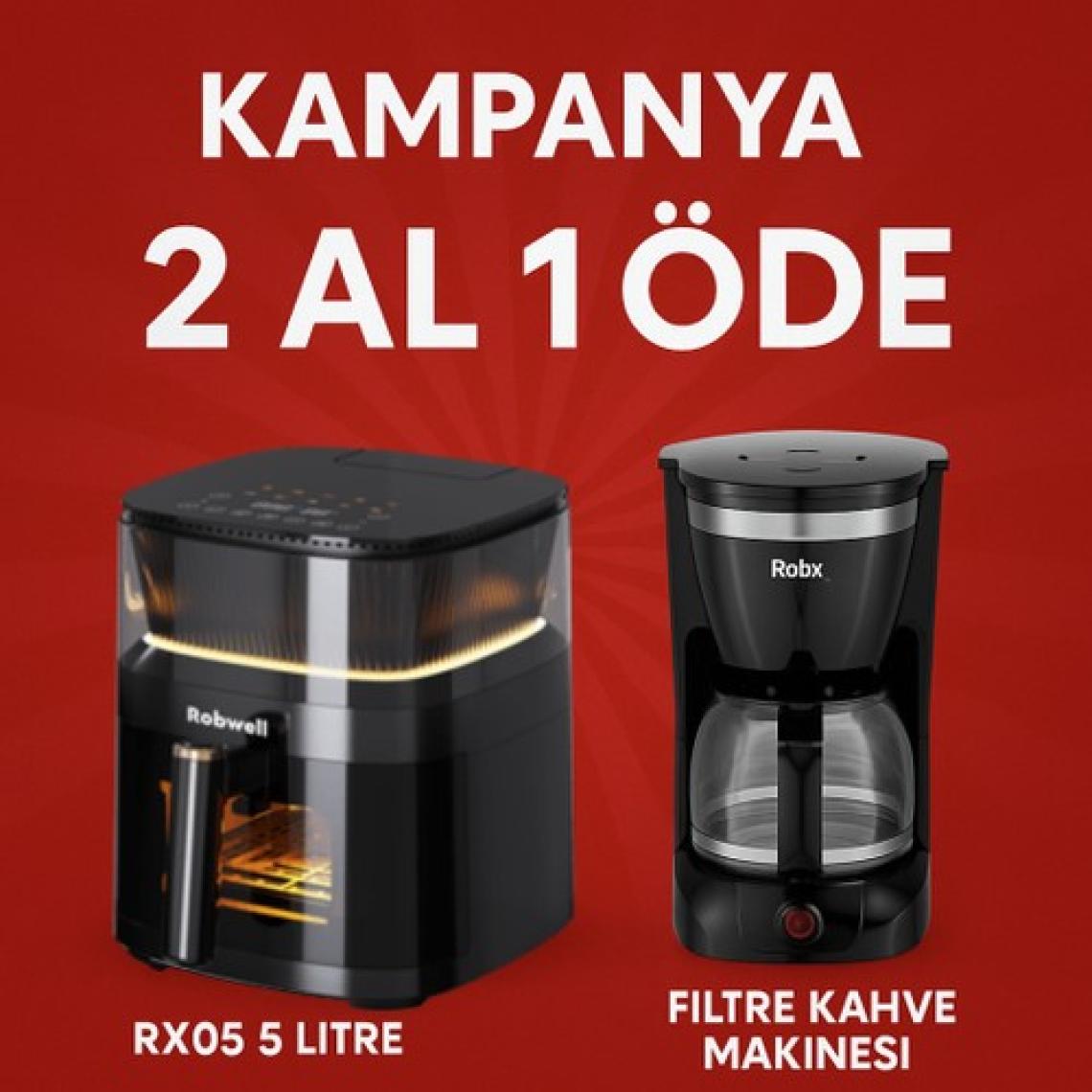 Robx Robwell Rxo5 Son Teknoloji Otomatik Buhar Püskürtmeli Airfryer 10 Renkli Işıklı Menü