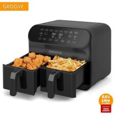 Groove Max Plus Xxl 1800W (4lt+4lt) 8lt Çift Hazneli Smart Airfryer Air Fryer Yağsız Sıcak Hava Fritözü Siyah