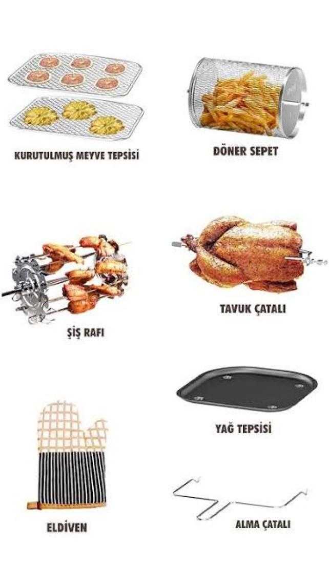 Yasomi Y88 Xxl Bej 1500W 8 Litre Airfryer Oven Fritöz (Yasomi Türkiye Garantili)