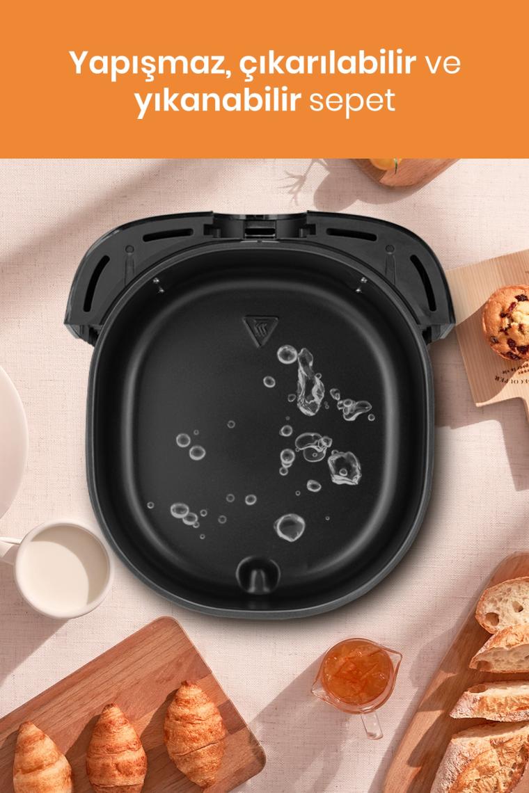 Brenda 7 Litre Inox Geniş Hazneli Xxl Dokunmatik 8 Ön Ayarlı Airfryer Sıcak Hava Fritözü