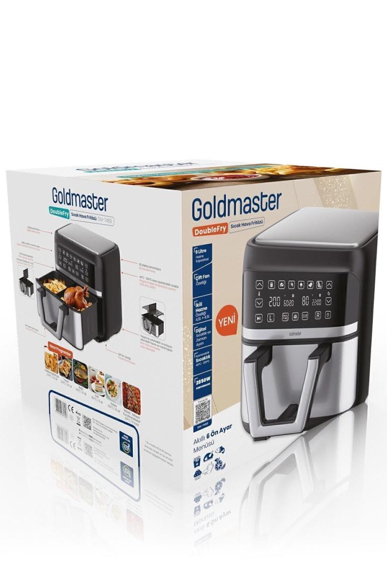 Doublefry 2850w 9 Litre 3xl Dev Tek Ve Çift Hazneli Dokunmatik Airfryer Yağsız Sıcak Hava Fritözü
