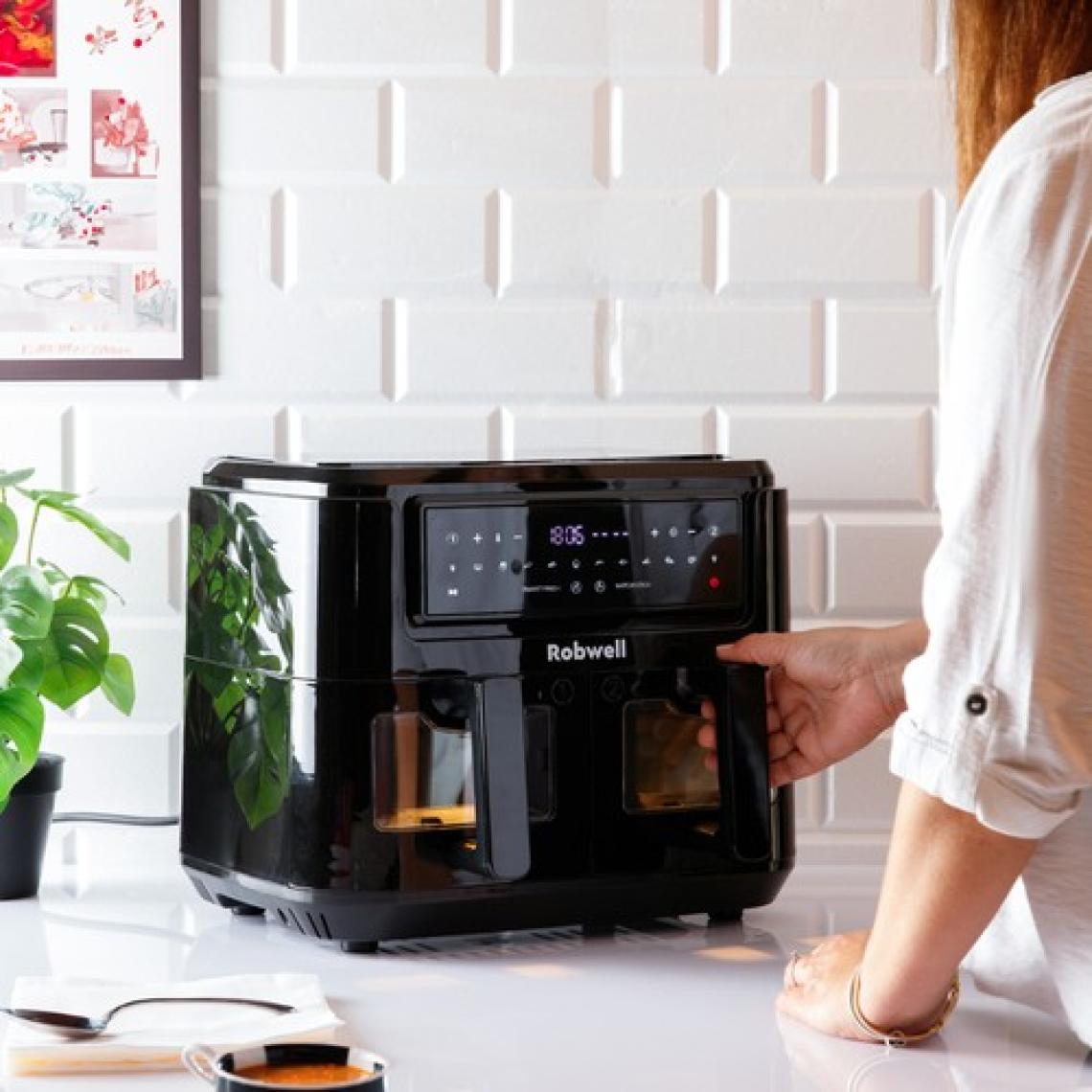 Robx Robwell SE12 2in1 Çift Cam Kapaklı 4.5+4.5 Dijital 9 Litre 2400wat 12 ön Program Air Fryer
