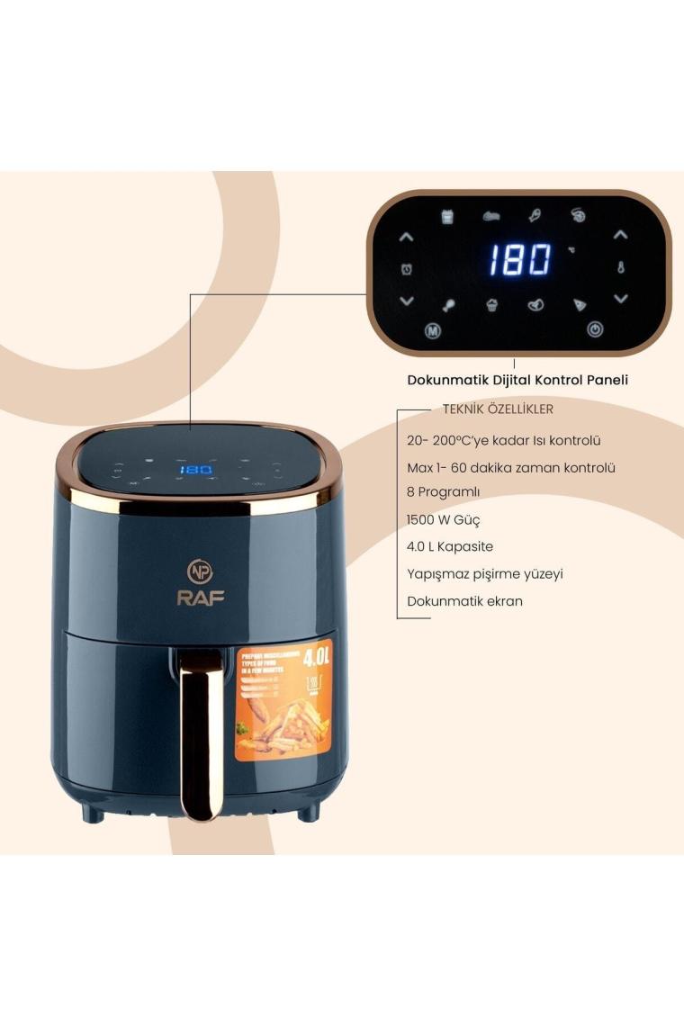 Raf R5007 Dokunmatik Ekran 4.0l Airfryer 1500w Yağsız Kızartma & Sıcak Hava Fritözü