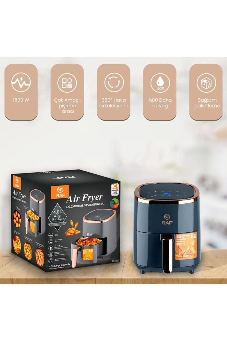 Raf R5007 Dokunmatik Ekran 4.0l Airfryer 1500w Yağsız Kızartma & Sıcak Hava Fritözü