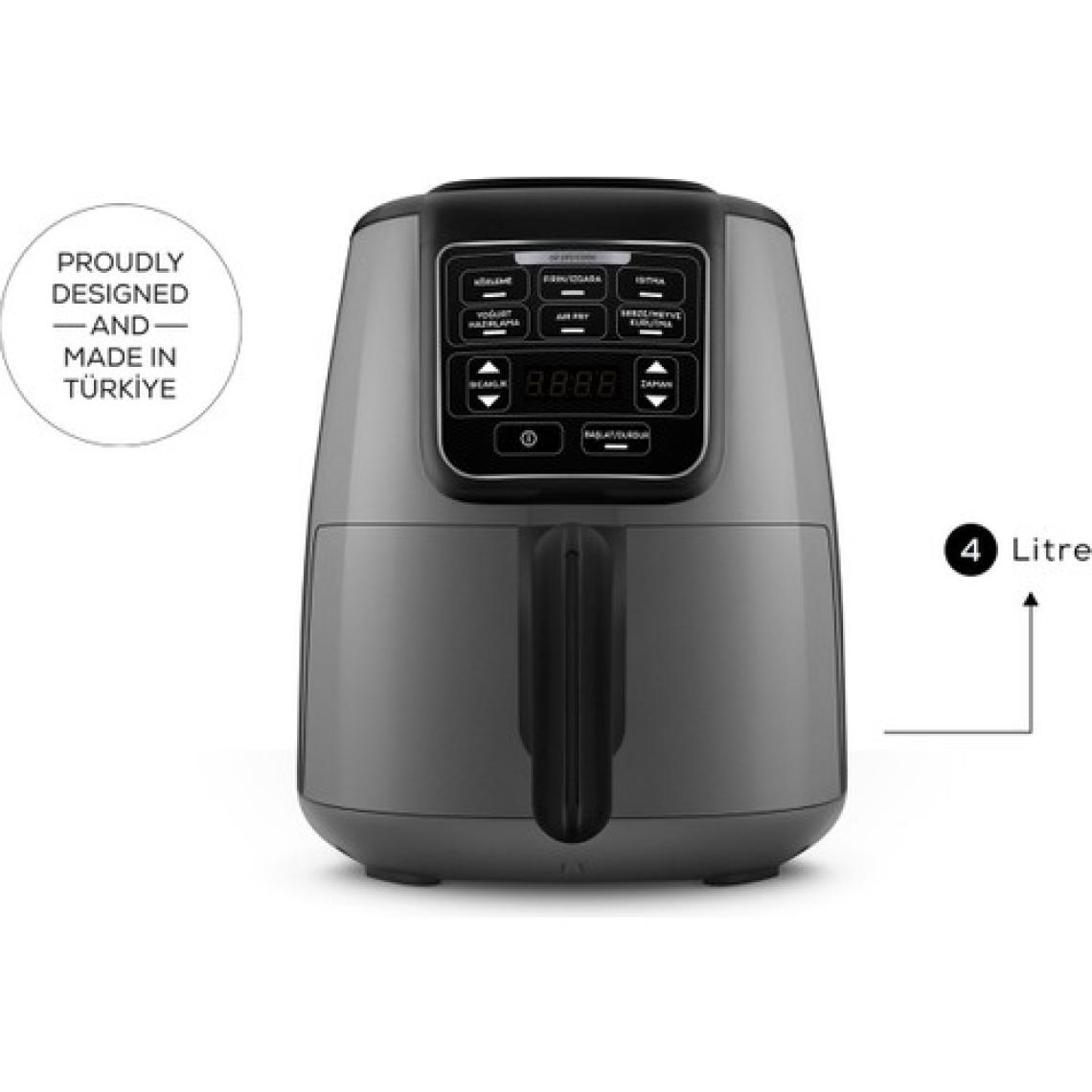 Karaca Air Pro Cook Köz XL Airfryer 4 lt Yağsız Space Gray Black Fritöz