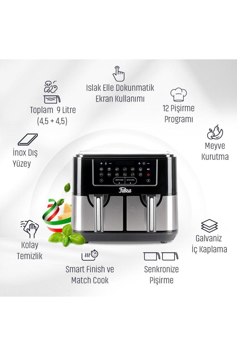 Duo V2 Dokunmatik Ekran 9lt Çift Hazneli Airfryer Yağsız Fritöz