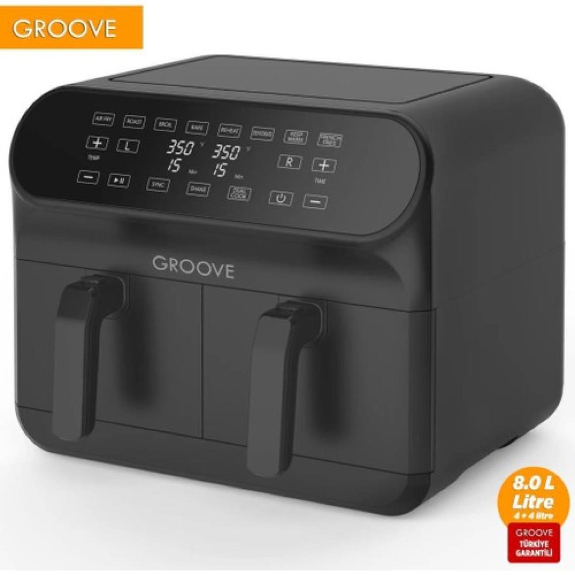 Groove Max Plus XXL Çift Hazneli 8 lt Siyah Yağsız Fritöz