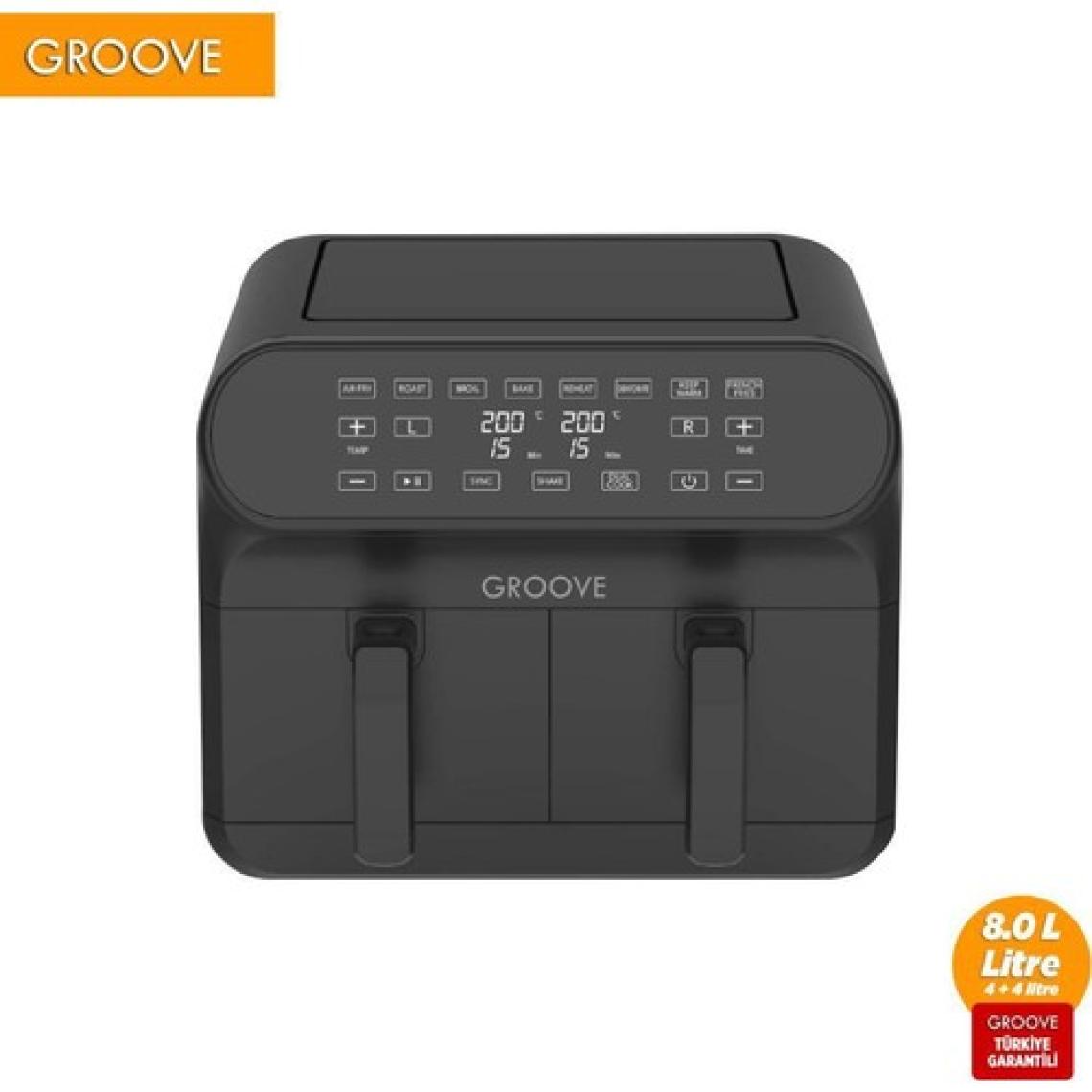 Groove Max Plus XXL Çift Hazneli 8 lt Siyah Yağsız Fritöz