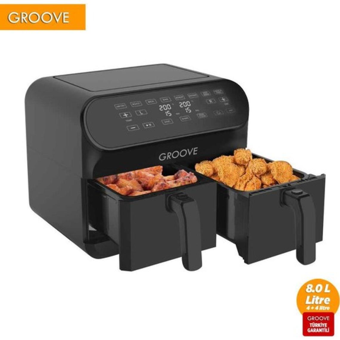 Groove Max Plus XXL Çift Hazneli 8 lt Siyah Yağsız Fritöz