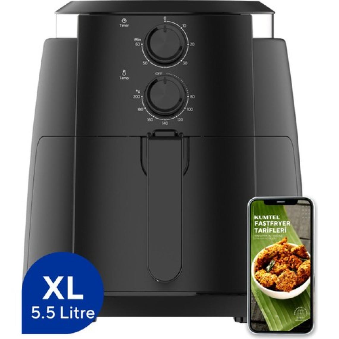 Kumtel Fastfryer XL Yağsız Fritöz - 0,9 Lt Tek Hazneli, Dokunmatik Kontrol ve Isı Ayarı ile Metal Gövde