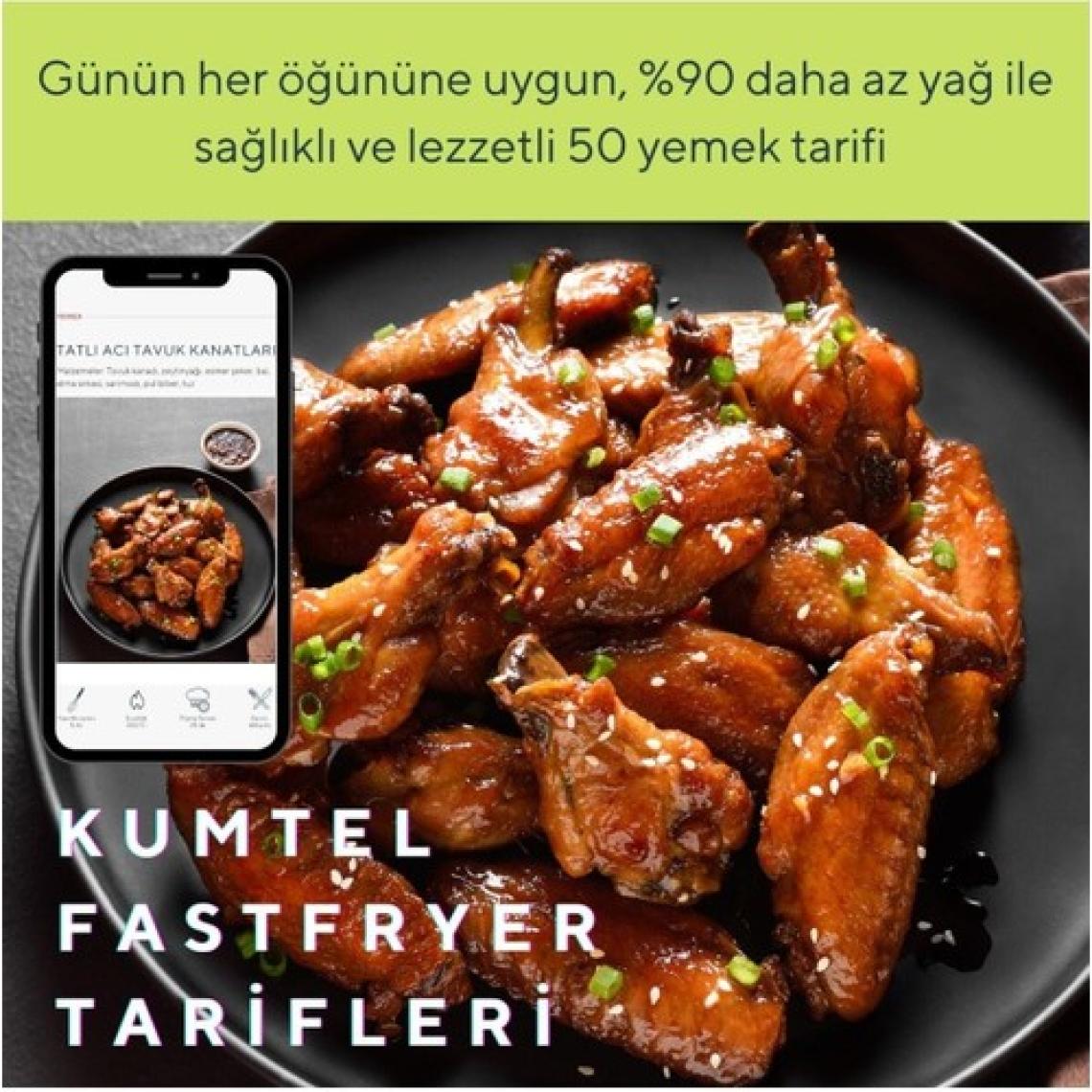 Kumtel Fastfryer XL Yağsız Fritöz - 0,9 Lt Tek Hazneli, Dokunmatik Kontrol ve Isı Ayarı ile Metal Gövde