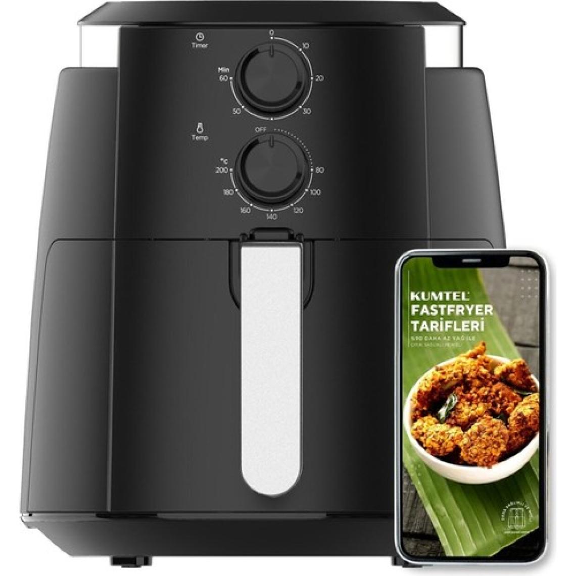 Kumtel Fastfryer XL Yağsız Fritöz - 0,9 Lt Tek Hazneli, Dokunmatik Kontrol ve Isı Ayarı ile Metal Gövde