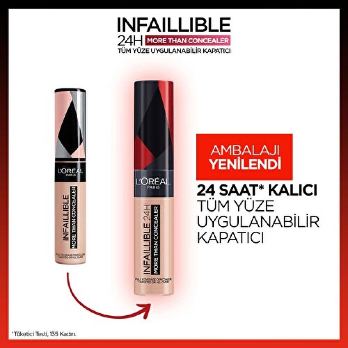 L'Oréal Paris Infaillible 24H Tüm Yüze Uygulanabilir Kapatıcı - 328 Lin