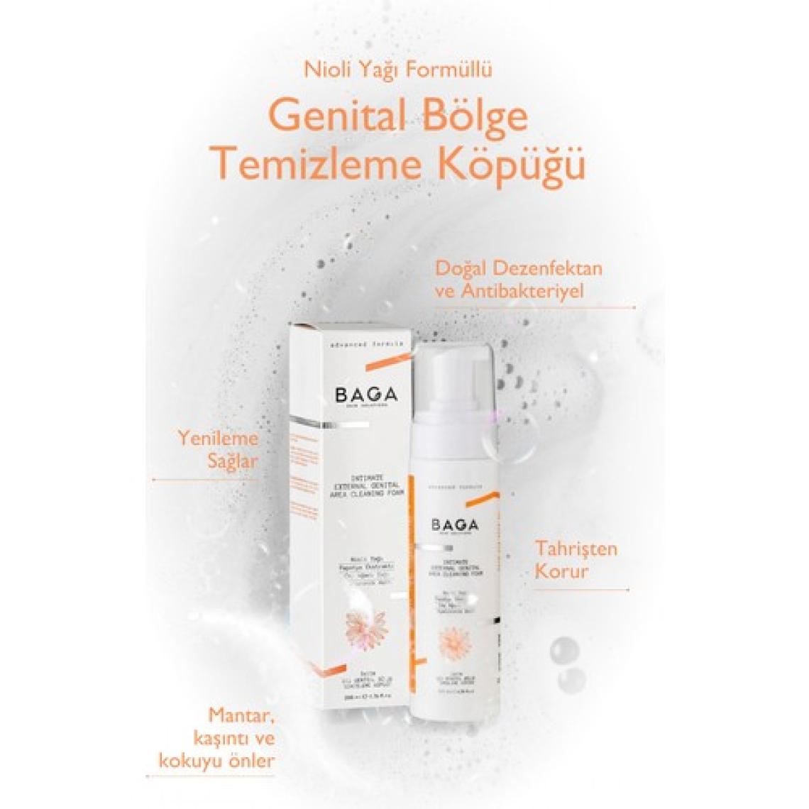 Baga Kadınlar İçin Genital Bölge Temizleme Köpüğü 150 ml - Hassas, Sabunsuz, Tahriş Etmeyen, pH Dengesi Sağlayan, Papatya ve Aloe Vera Özlü