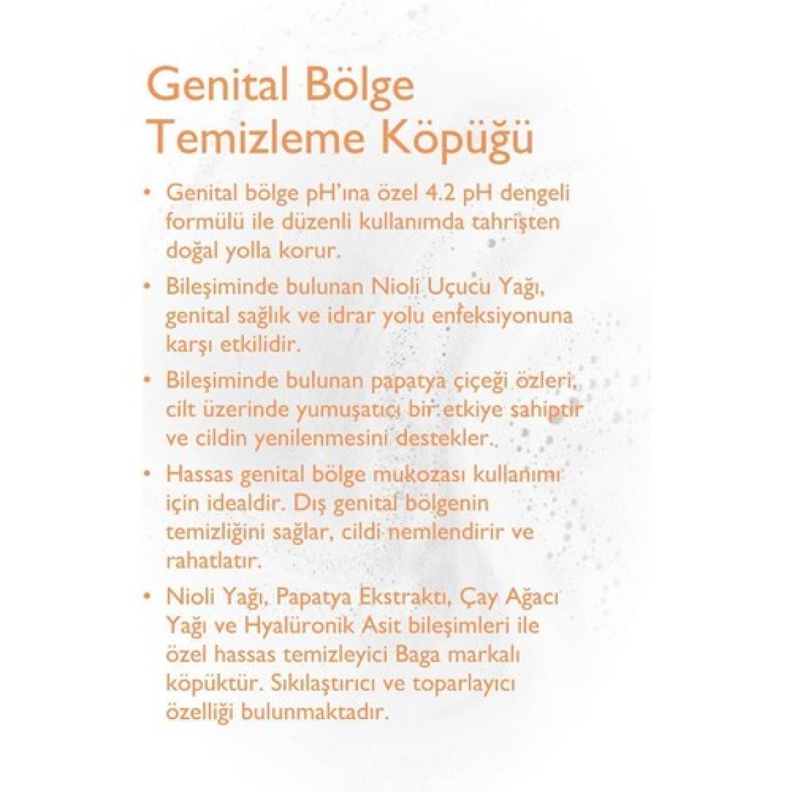 Baga Kadınlar İçin Genital Bölge Temizleme Köpüğü 150 ml - Hassas, Sabunsuz, Tahriş Etmeyen, pH Dengesi Sağlayan, Papatya ve Aloe Vera Özlü