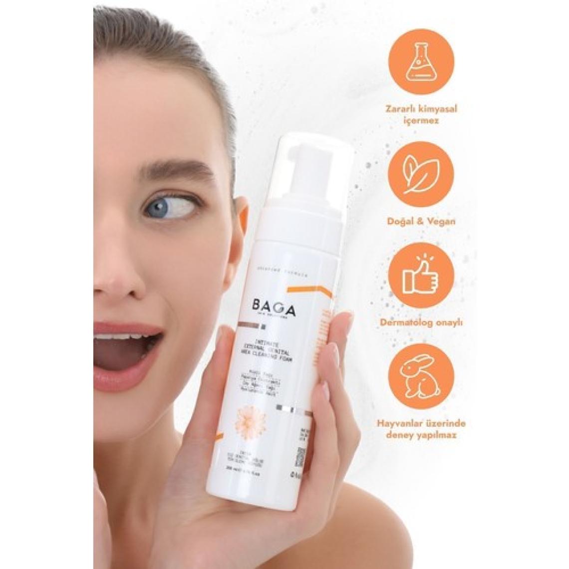 Baga Kadınlar İçin Genital Bölge Temizleme Köpüğü 150 ml - Hassas, Sabunsuz, Tahriş Etmeyen, pH Dengesi Sağlayan, Papatya ve Aloe Vera Özlü