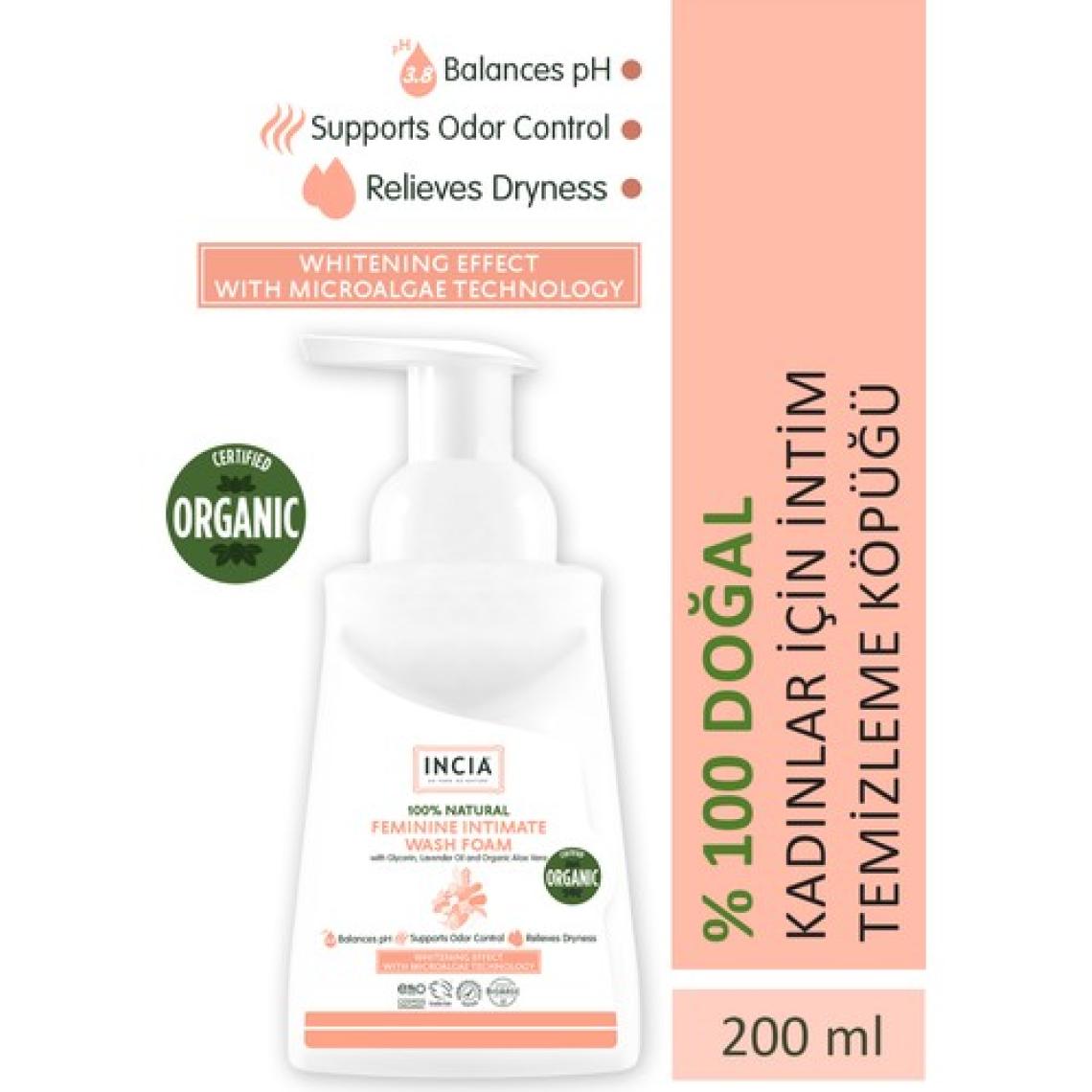 INCIA %100 Doğal Kadınlar İçin İntim Yıkama Köpüğü 200 ml