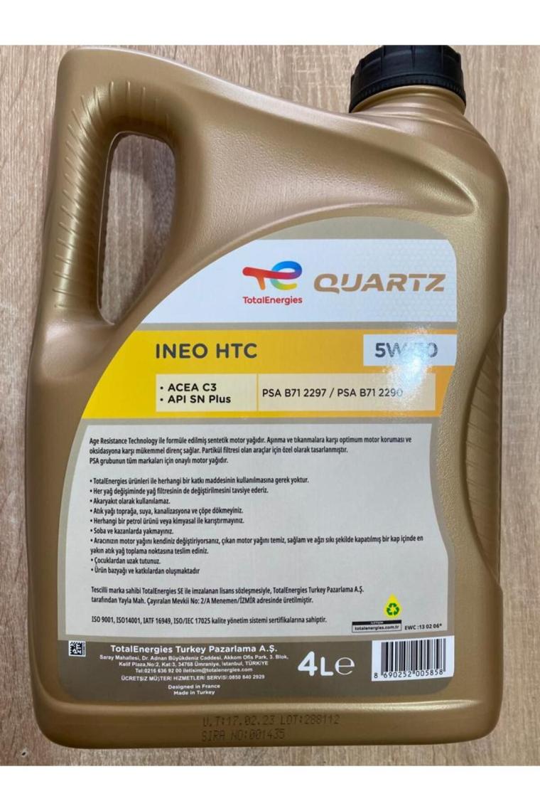 Total Quartz Ineo HTC 5W-30 4 lt Motor Yağı - 2023