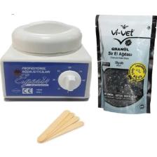 Vi-Vet Vi Vet Sir Ağda Makinesi,Siyah Granüllü Boncuk Ağda Ve Spatula Seti