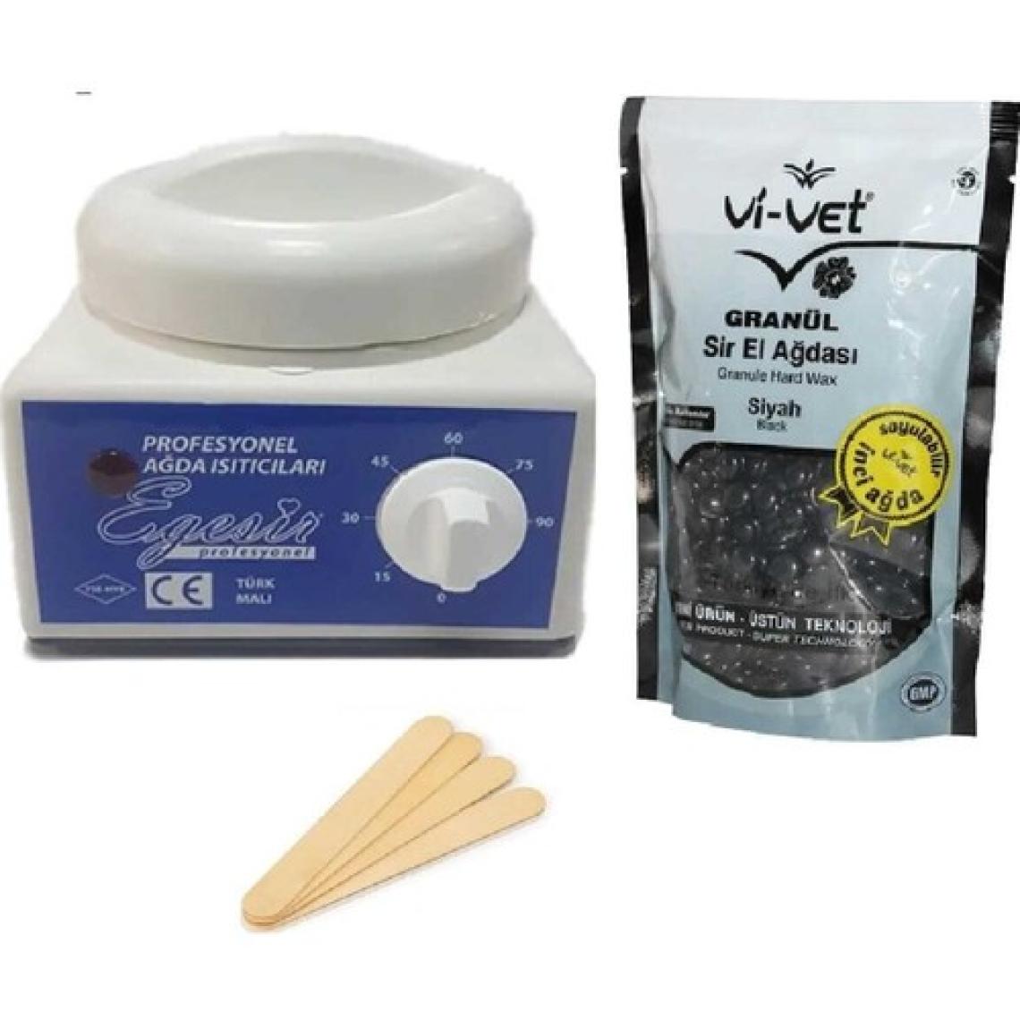Vi-Vet Vi Vet Sir Ağda Makinesi,Siyah Granüllü Boncuk Ağda Ve Spatula Seti