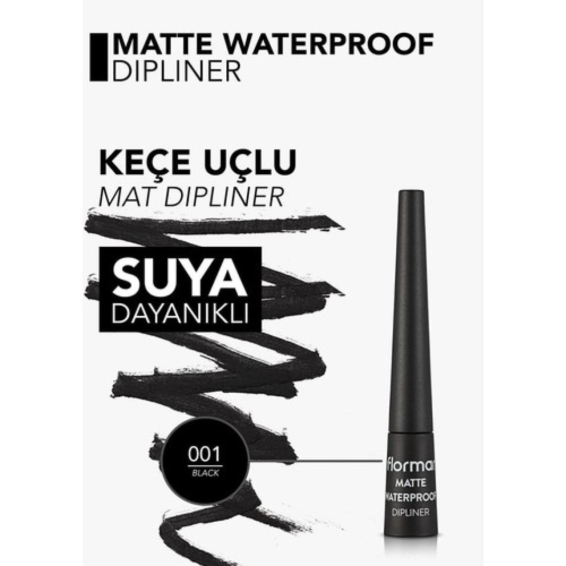 Matte Yoğun Renk Veren Suya Dayanıklı Mat Eyeliner (001 Black) 8690604536481