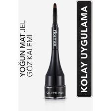 Flormar-Yoğun Jel Dokulu ve Yüksek Pigmentli Gel Eyeliner Mini Fırçalı Mat Eyeliner (001 Siyah) 8690604591879