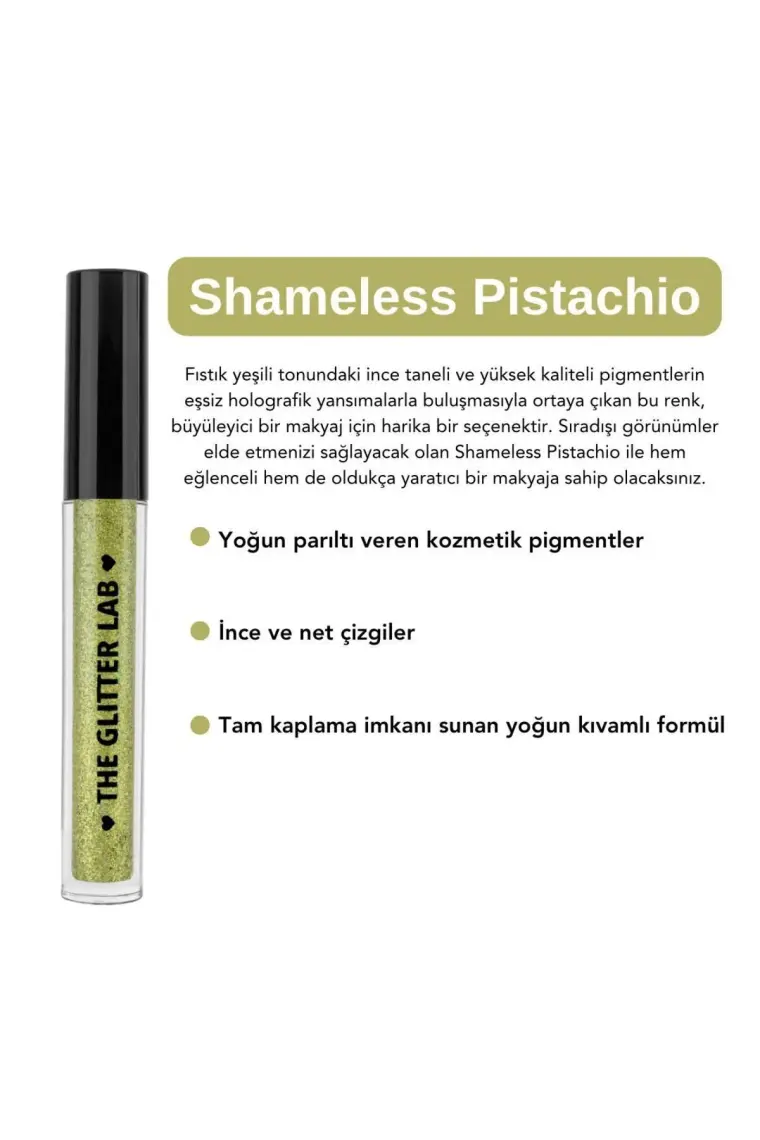 The Glitter Lab Simli Likit Eyeliner - Dazzling Liner - Shameless Pistachio