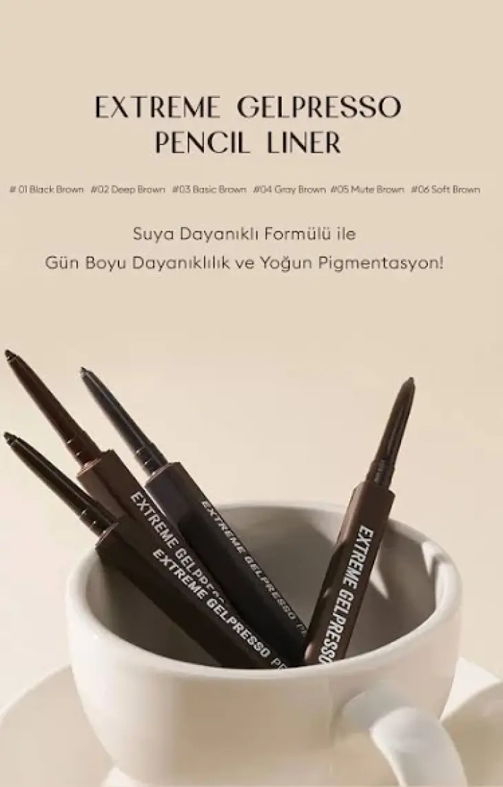 Clio Suya Dayanıklı, Gün Boyu Kalıcı Kalem Eyeliner CLIO Extreme Gelpresso Pencil Liner (01 Black Brown)