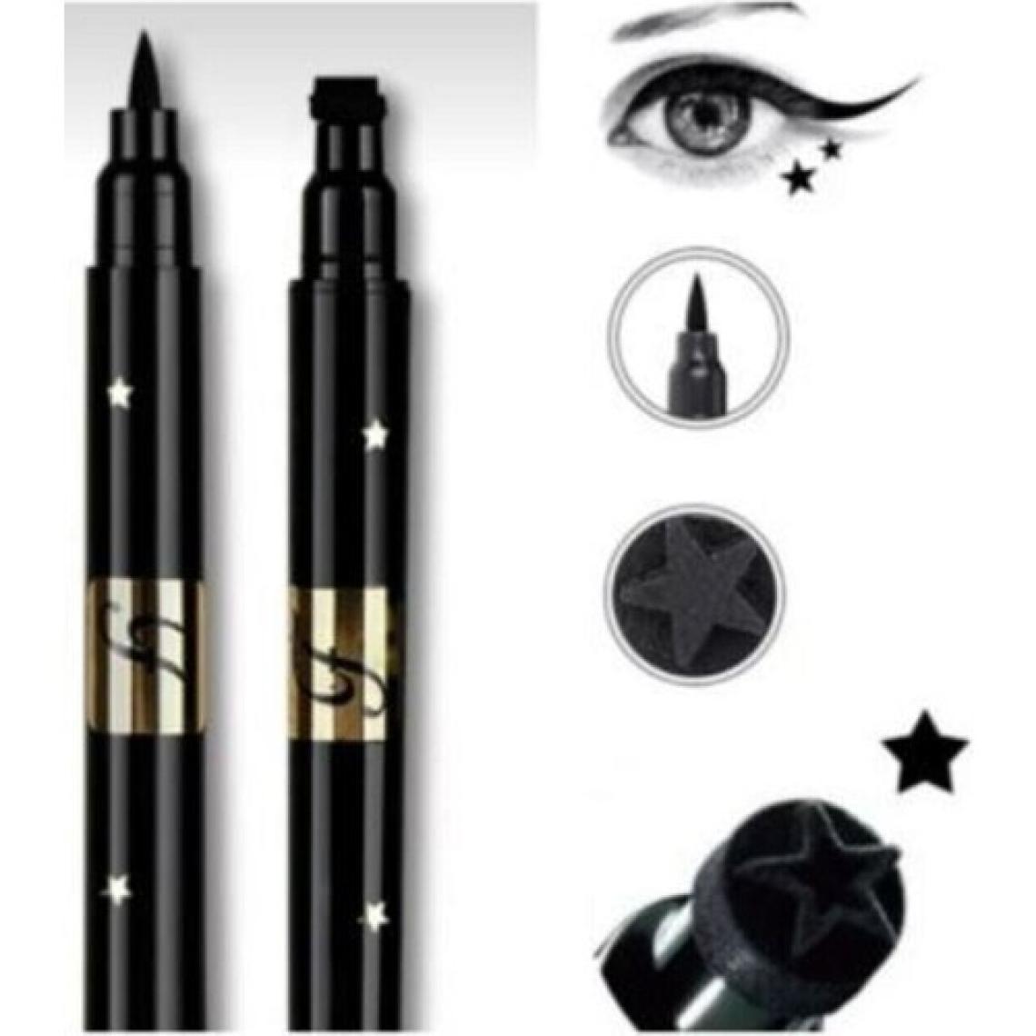 Halvey İki Uçlu Siyah Eyeliner - Yıldız Desenli, İnce Uç, Uzun Süre Kalıcı ve Suya Dayanıklı (1 Adet)