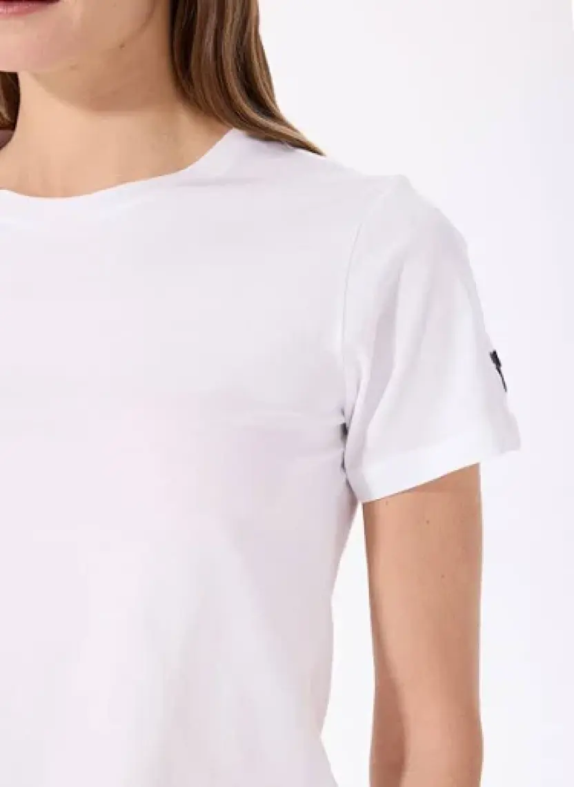 Fabrika Tengiz Beyaz Bisiklet Yaka Kadın T-Shirt