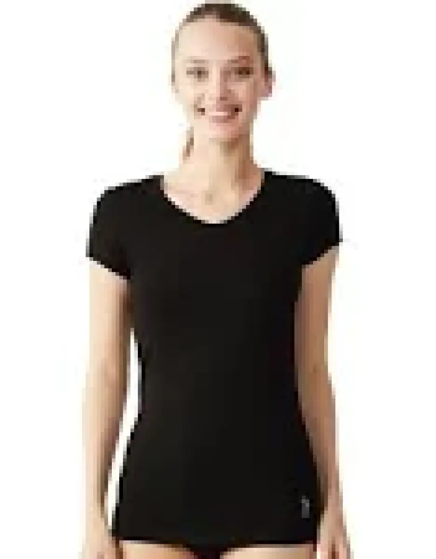 U.S. Polo Assn. Kadın Siyah Kısa Kollu V Yaka T-Shirt 66004