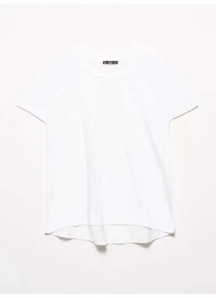 Dilvin 3471 Bsiklet Yaka Basic T-Shirt-Beyaz