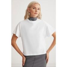 Lottie Kadın Regular Kalıp Bisiklet Yaka %100 Pamuk Kısa Kollu Beyaz T-shirt