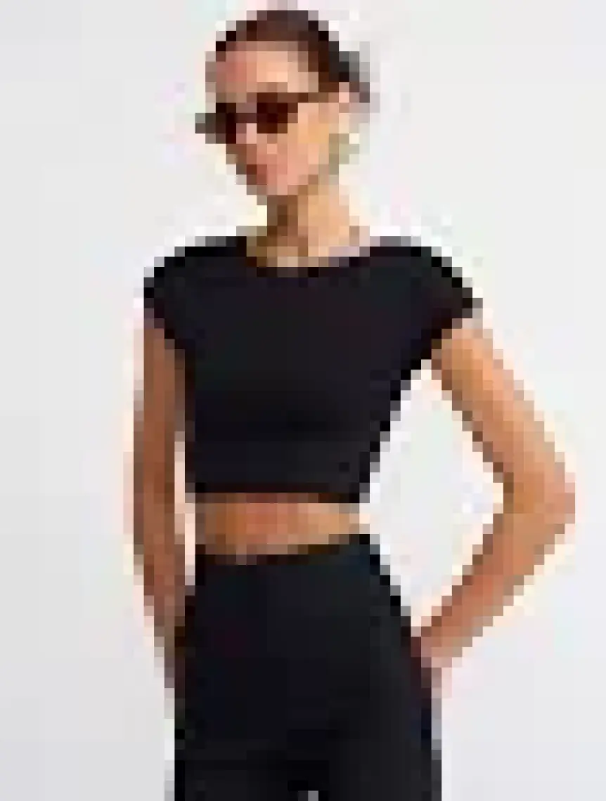 Dilvin 30528 Pamuk ve Modal  Karışımlı Crop Top-Açık Bej