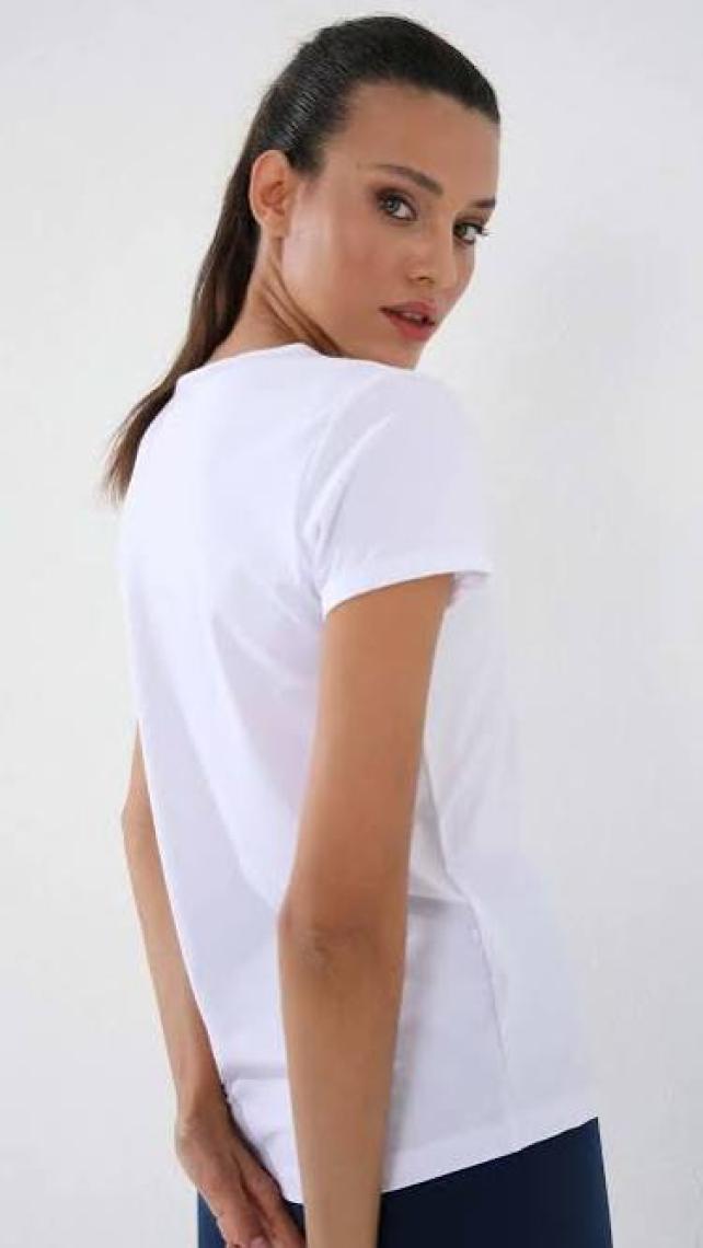 Tommy Life Gri Basic Kısa Kol Standart Kalıp V Yaka Kadın T-Shirt - 97145