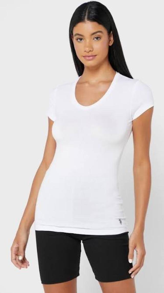 U.S. Polo Assn. Kadın Beyaz Kısa Kollu V Yaka T-Shirt 66004
