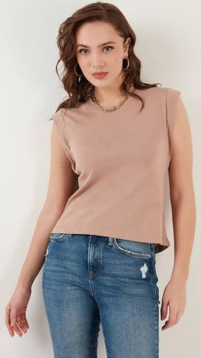 Lela Pamuklu Bisiklet Yaka Kolsuz Basic T Shirt Bayan T Shirt 5864201