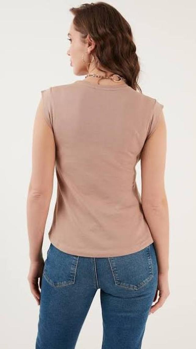 Lela Pamuklu Bisiklet Yaka Kolsuz Basic T Shirt Bayan T Shirt 5864201