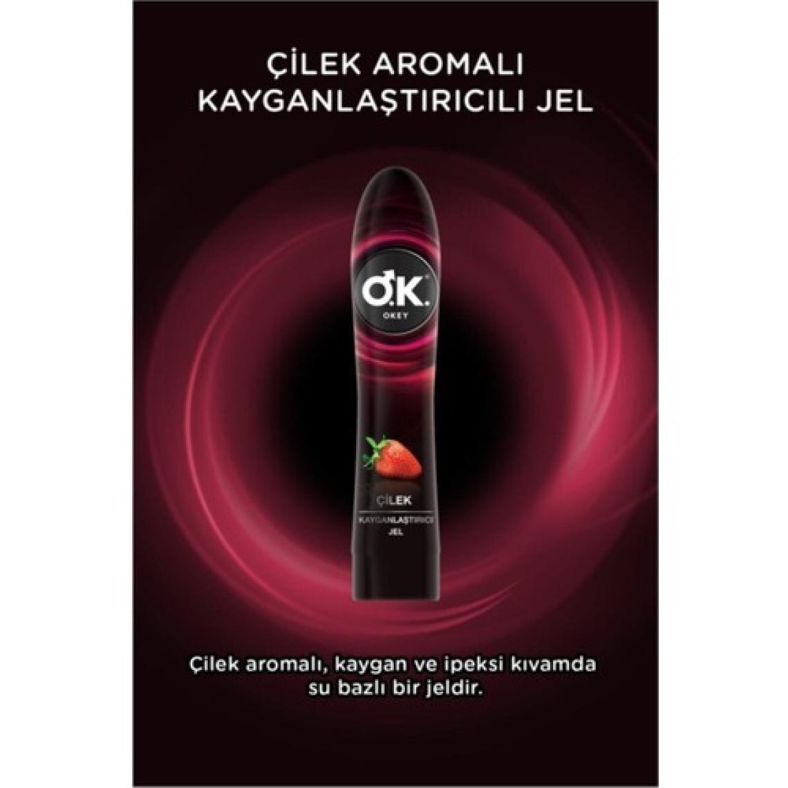 Okey Kayganlaştırıcı Jel - 100 ml, Çilek Aromalı, Uzun Süre Etkili, Yerli Üretim
