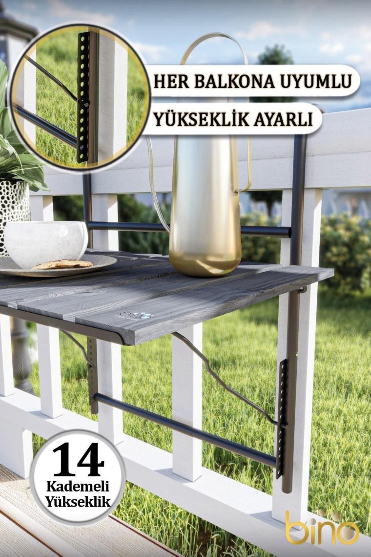 Katlanır Yükseklik Ayarlı Askılı Masa Balkon Veranda Mutfak Masası