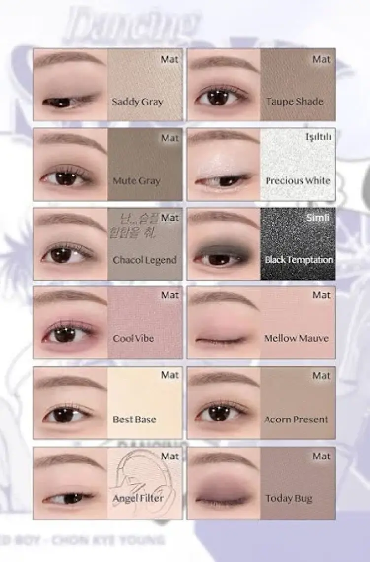 Clio Hafif Dokulu Yoğun Renklere Sahip Göz Farı Paleti CLIO Pro Eye Palette Air (13 Dancing Smoky)