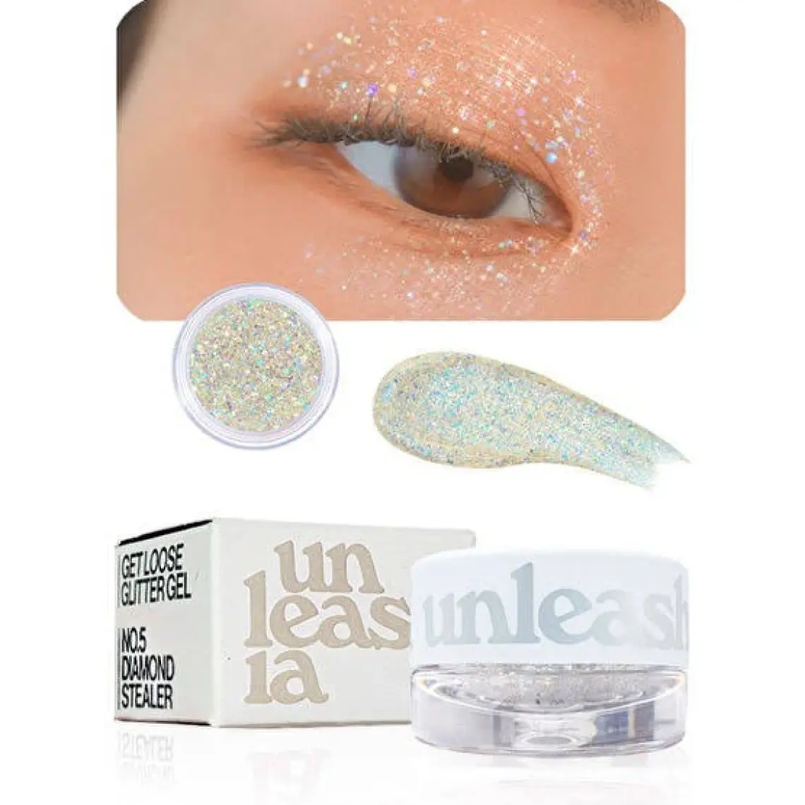 Unleashia - Get Loose Glitter Gel 4gr N°5: Diamond Stealler, Glitter Jel Far