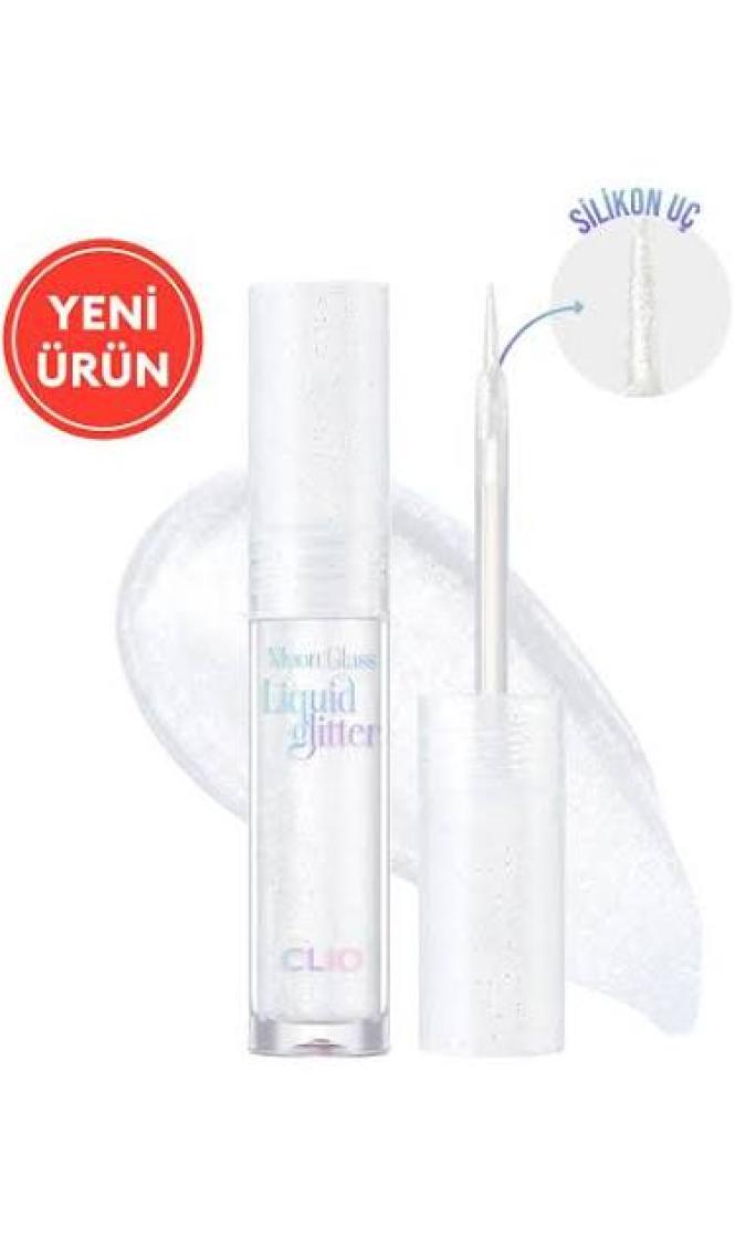 Clio Işıltılı ve Şeffaf Likit Glitter CLIO Moon Glass Liquid Glitter Sweet Cloud (01 Baby Snow)