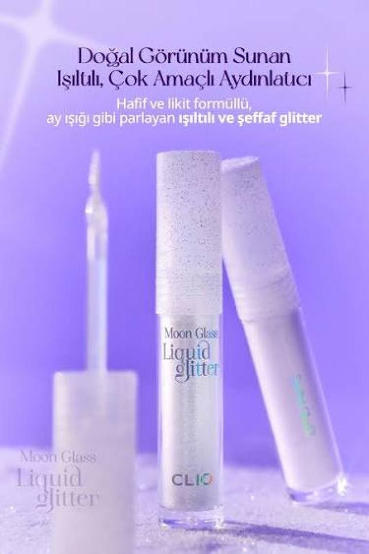 Clio Işıltılı ve Şeffaf Likit Glitter CLIO Moon Glass Liquid Glitter Sweet Cloud (01 Baby Snow)