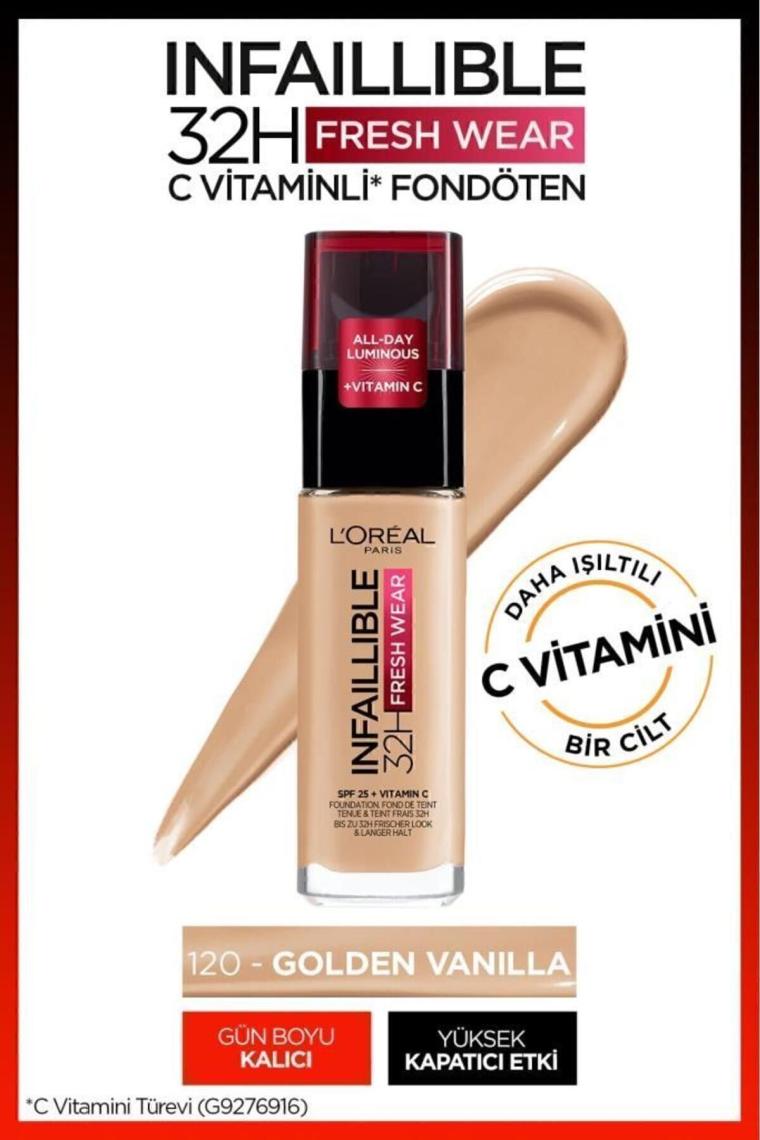 L'Oréal Paris Loreal Paris Infaillible Fresh Wear 32H Fondöten SPF25 Golden Vanilla 120
