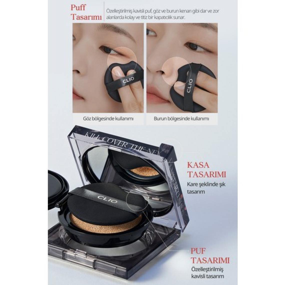 Kalıcı Kapatıcı Cushion CLIO Kill Cover The New Founwear Cushion +Refill SPF50+PA+++ (3.5 Vanilla)