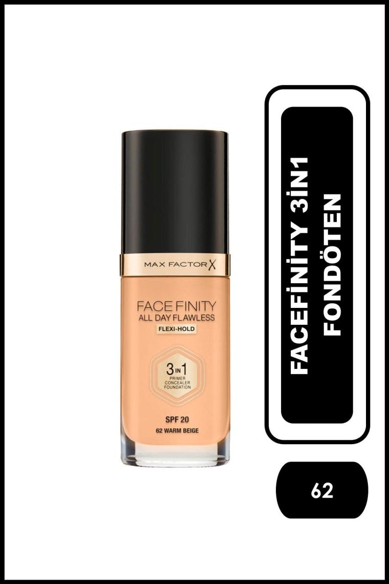 Max Factor Facefınıty All Day Flawless Flexı-Hold 3 In 1 Kalıcı Fondöten 62 Warm Beıge